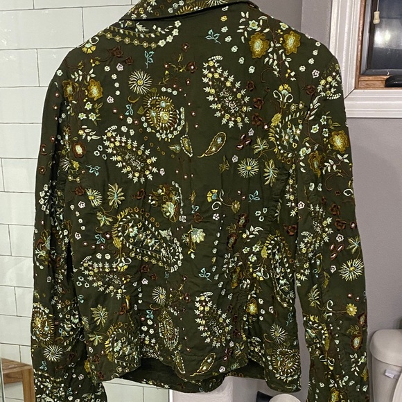 Johnny Was Olive Floral Embroidered Jacket - Picture 7 of 7